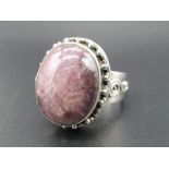 Cabochon Star Ruby Ring in sterling silver in antique style with ruby approx 22cts size U