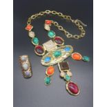 An Late Byzantine Imperial style necklace and assorted ring of large proportions. Ring size: N.