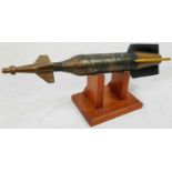 Military Display Mortar Projectile on Wooden Stand. 40cm