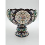 An Antique Russian Silver-Gilt Enamel Bowl. Intricate floral works throughout with twin Swan