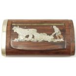 Vintage Wood and Silver Snuff Box. 7 x 4cm