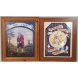Pair of Vintage Prints. Golf Club and Orchestral Military Musical Instruments. Wooden Frames. 54 x