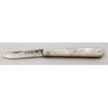 Vintage Silver Fruit Knife with Mother of Pearl Handle. 8cm. 8g