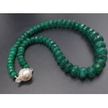 440cts Emerald Necklace with Pearl Clasp