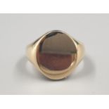 14CT YELLOW GOLD SIGNET RING, WEIGHT 8.4G SIZE I1/2