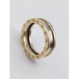 14CT 2 COLOUR GOLD BVLGARI STYLE RING, WEIGHT 7.4G SIZE P