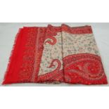 A Red Paisley Shawl. Beautifully embroidered. Excellent condition.