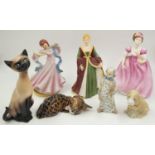 An Eclectic Mix of 7 Ceramic Figures and Figurines. 19cm - tallest piece.