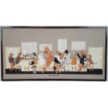 an interesting painting of dogs enjoying a drink and titled "BAR HOUNDS"(glass is missing from