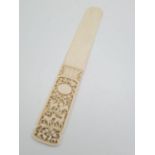 An Antique 17th Century Ivory Letter Opener with hunting dogs and deer hand-carved decoration.