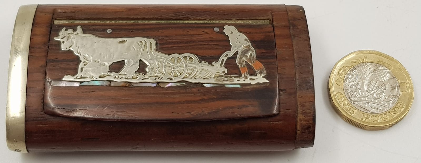 Vintage Wood and Silver Snuff Box. 7 x 4cm - Bild 3 aus 3