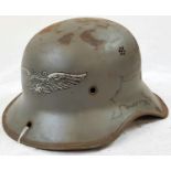 WW2 German Luftschutz Helmet (air raid police) No Liner. There is an extra hole drilled in the