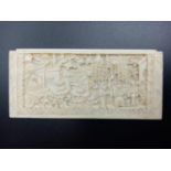 Vintage hand carved Oriental ivory depicting a musical performance in garden scene