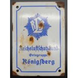 Small WW2 Enamel Sign stating that it is a meeting place for the Luftschutz (Air Raid Police)