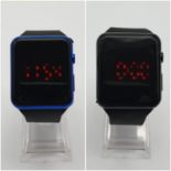 Two Retro LED Watches. Red Light Specials! Unused, as new.