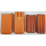 Two Vintage Leather Cigar Cases by Parker of England. 16cm and 14cm.