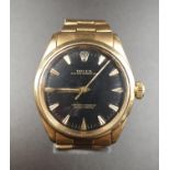 VINTAGE 18CT GOLD ROLEX OYSTER PERPETUAL AUTOMATIC WITH DESIRABLE BLACK FACE 36MM