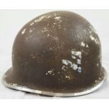 WW2 Battle of the Bulge Relic US 3rd Division M1 Swivel Bale Helmet. Remains of the Div. Patch and