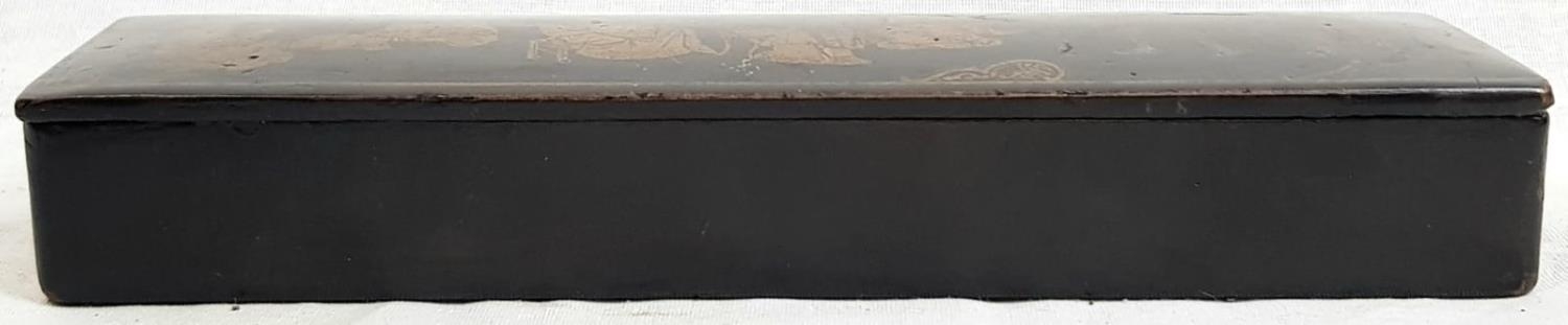 Antique Chinese Lacquered Pen Box. 6 x 20cm. - Image 3 of 3