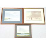 A Trio of WaterColour Paintings by the British artist P.Dawson. In frames - 40 x 32, 54 x 44 and and