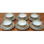 A Very Early Chamberlain Worcester Set of Six Coffee Cups with Saucers. Gilded Decoration, in Good