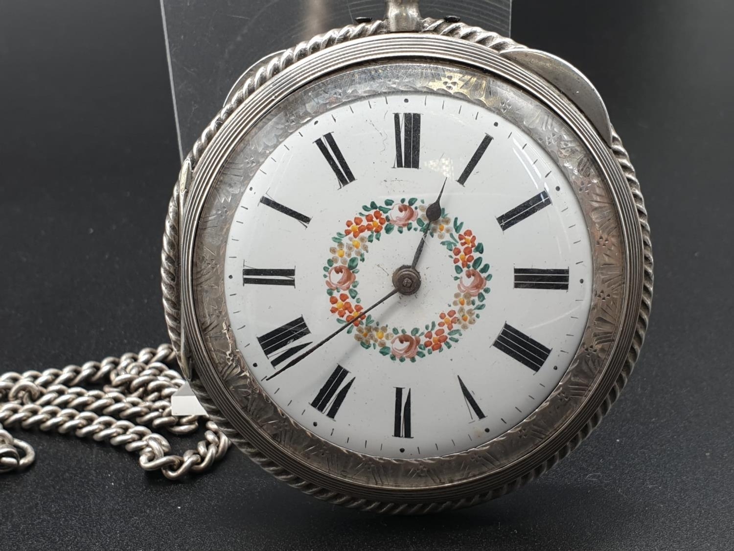 Brilliantly-Crafted Antique Chiming Silver Pocket Watch. Detailed engraving on rear case. White dial - Image 2 of 16