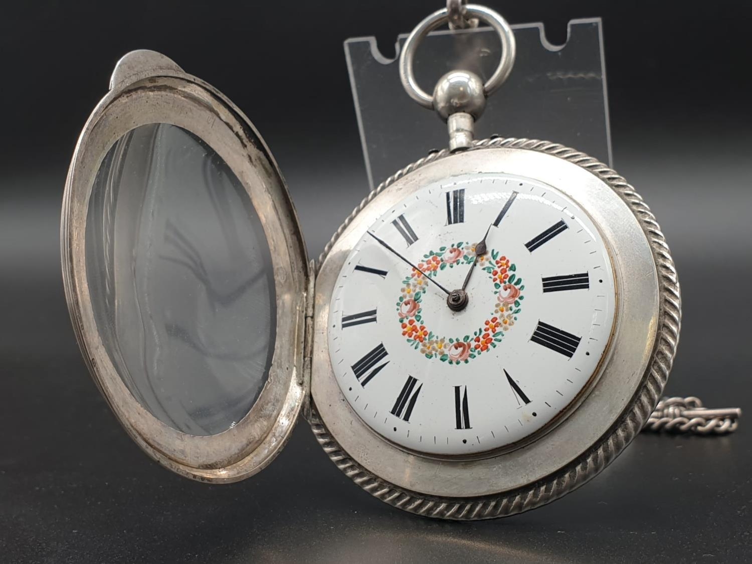 Brilliantly-Crafted Antique Chiming Silver Pocket Watch. Detailed engraving on rear case. White dial - Image 9 of 16