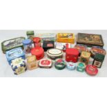 A SELECTION OF VINTAGE TINS TO INCLUDE A HARRODS TIN, WADDINGTONS TIN,DARJEELING TEA TIN, CHURCHILLS