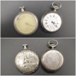 AN EARLY 1900,S FRENCH POCKET WATCH WITH WHITE FACE AND ROMAN NUMERALS (NEEDS ATTENTION, PLUS AN