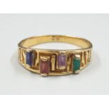 18K YELLOW GOLD VINTAGE MULTI STONE SET RING WEIGHT 4.2G SIZE U