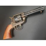 Replica Colt 45. The Gun that won the West! Fully Engraved 1869 Colt, with wooden handle. Dry firing