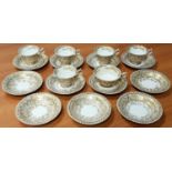 A Mixture of Early Chamberlain Worcester Porcelain. Eleven Saucers (one chipped), Five Tea Cups (one