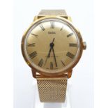 Vintage Saga Men's Wristwatch. Gold Plated Strap and Case, Gold Dial. In Full Working Order.