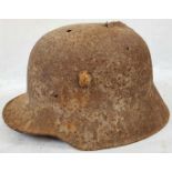 WW1 Somme Found German M16 Stahlhelm Helmet. Very solid despite the erosion