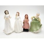 A Selection of Four Royal Doulton Figurines: Joy, Fair Maiden, Little Nell and Sentiments and