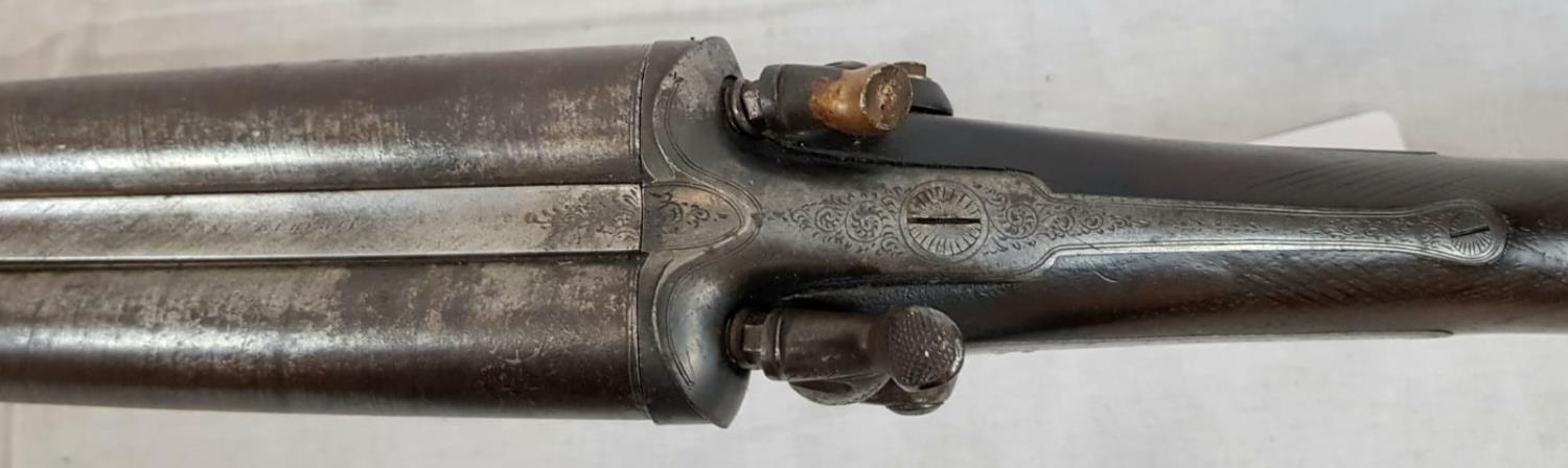 A DEACTIVATED DOUBLE BARRELLED SHOTGUN CIRCA 1860 FROM GRAHAMS OF INVERNESS . ONE HAMMER IN NEED - Image 6 of 8