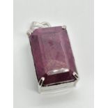 Massive Ruby Gemstone Pendant with a 100ct plus Ruby Stone in 925 Silver, weight 50g and size 5x3.