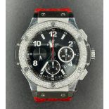 Hublot Big Bang chronometer watch with black face and original diamond dial