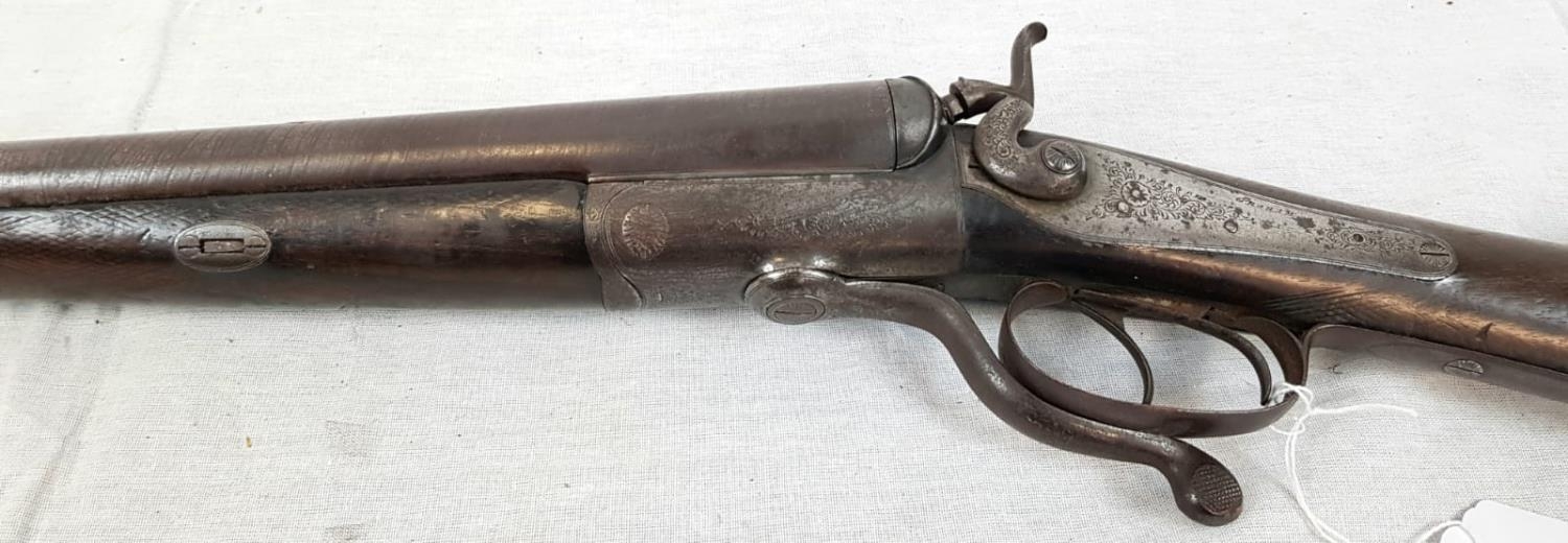 A DEACTIVATED DOUBLE BARRELLED SHOTGUN CIRCA 1860 FROM GRAHAMS OF INVERNESS . ONE HAMMER IN NEED - Image 5 of 8