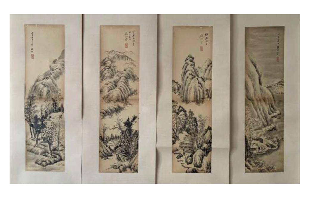 Landscape: Imitates Wang Hui's style. Chinese ink on paper scroll. Attribute to Wu Jingting. 49. - Image 2 of 6