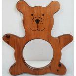 A Vintage Teddy Bear Mirror. 38 x 49cm with wall hooks.