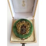 Antique Russian Enamel Gilt Solid Silver Diamonds Rubies Jade Nephrite Box In Original feted