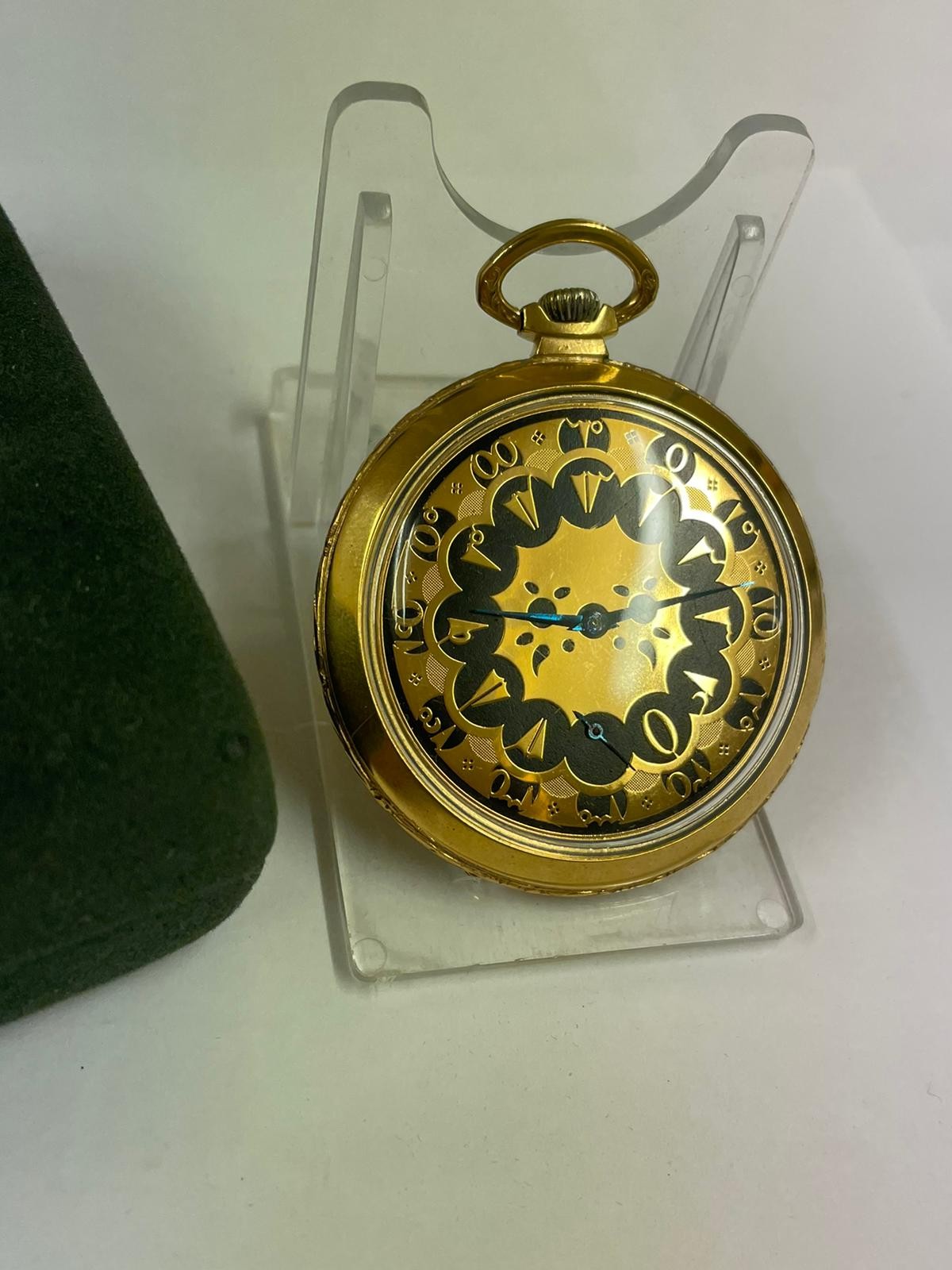 Vintage yellow metal Turkish ottoman omega pocket watch, working but sold with no guarantees - Image 9 of 10