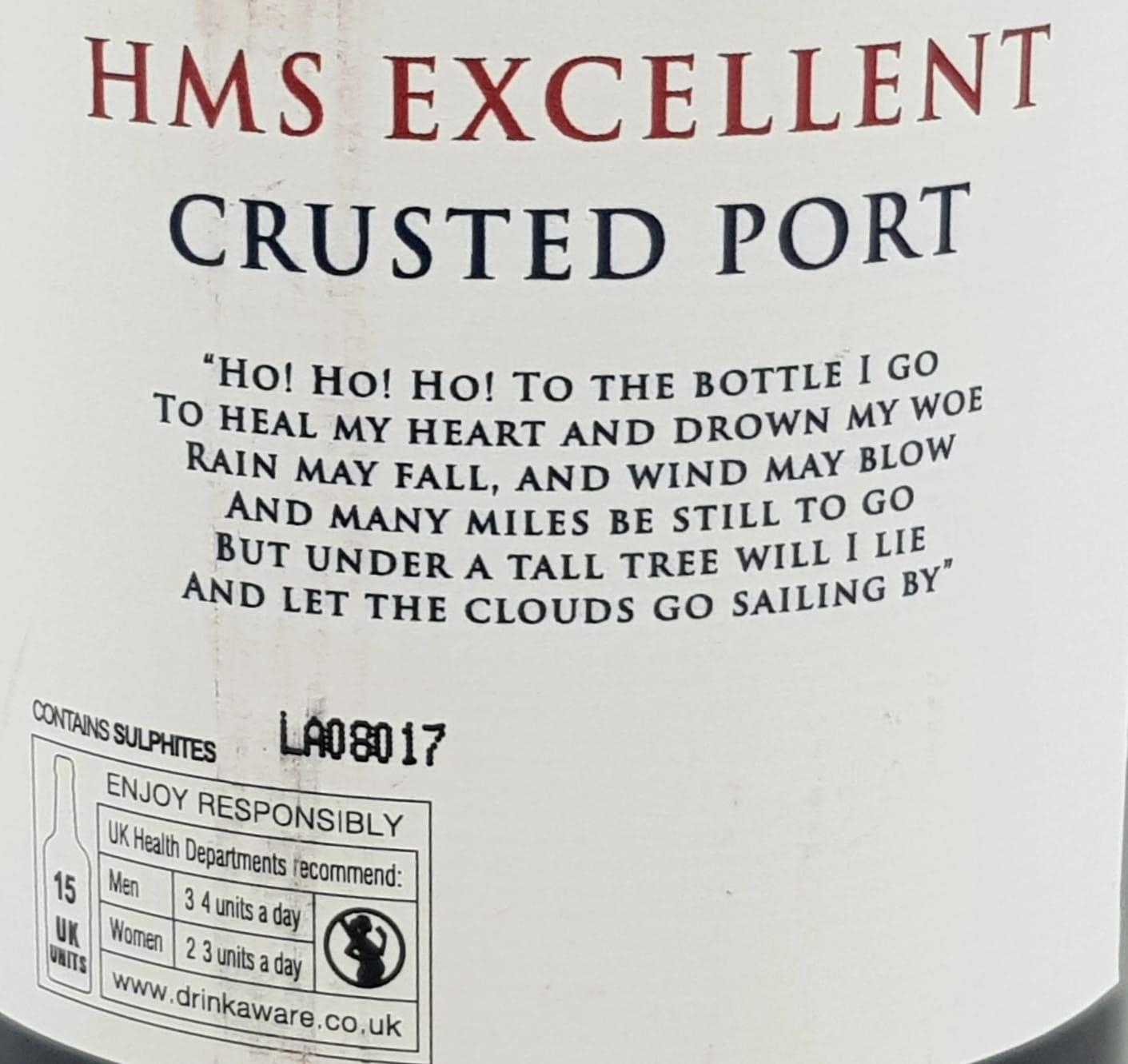 A Bottle (75cl) HMS Excellent Crusted Port 2007. - Image 3 of 3