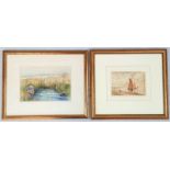 Two Watercolour Paintings - Both signed. In gilded frames. 34 x31 and 38 x 30cm.