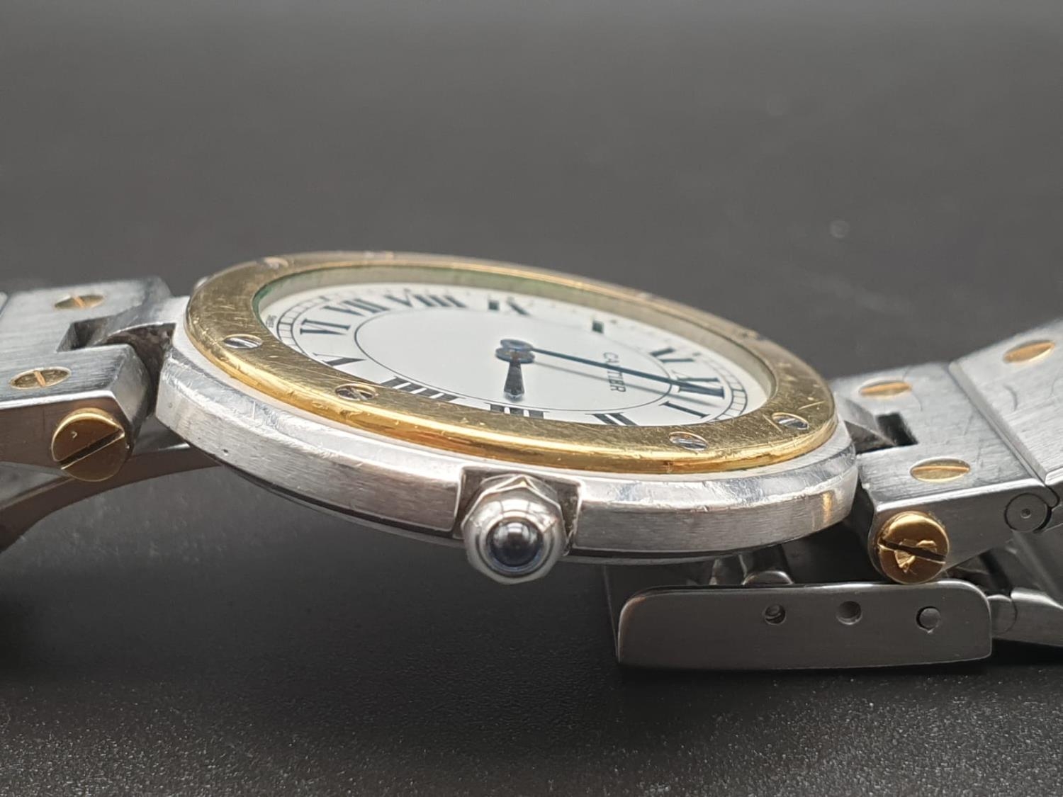 CARTIER QUARTZ WATCH IN BI-METAL (A FEW SMALL HAIRLINE CRACKS ON FACE) 32MM - Image 11 of 12