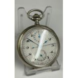 Vintage Silver Chronograph Pocket Watch. Working & Stop Function are working but sold with no