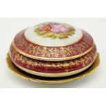 Meissen lidded pot and small ceramic dish decorated by Limoges France