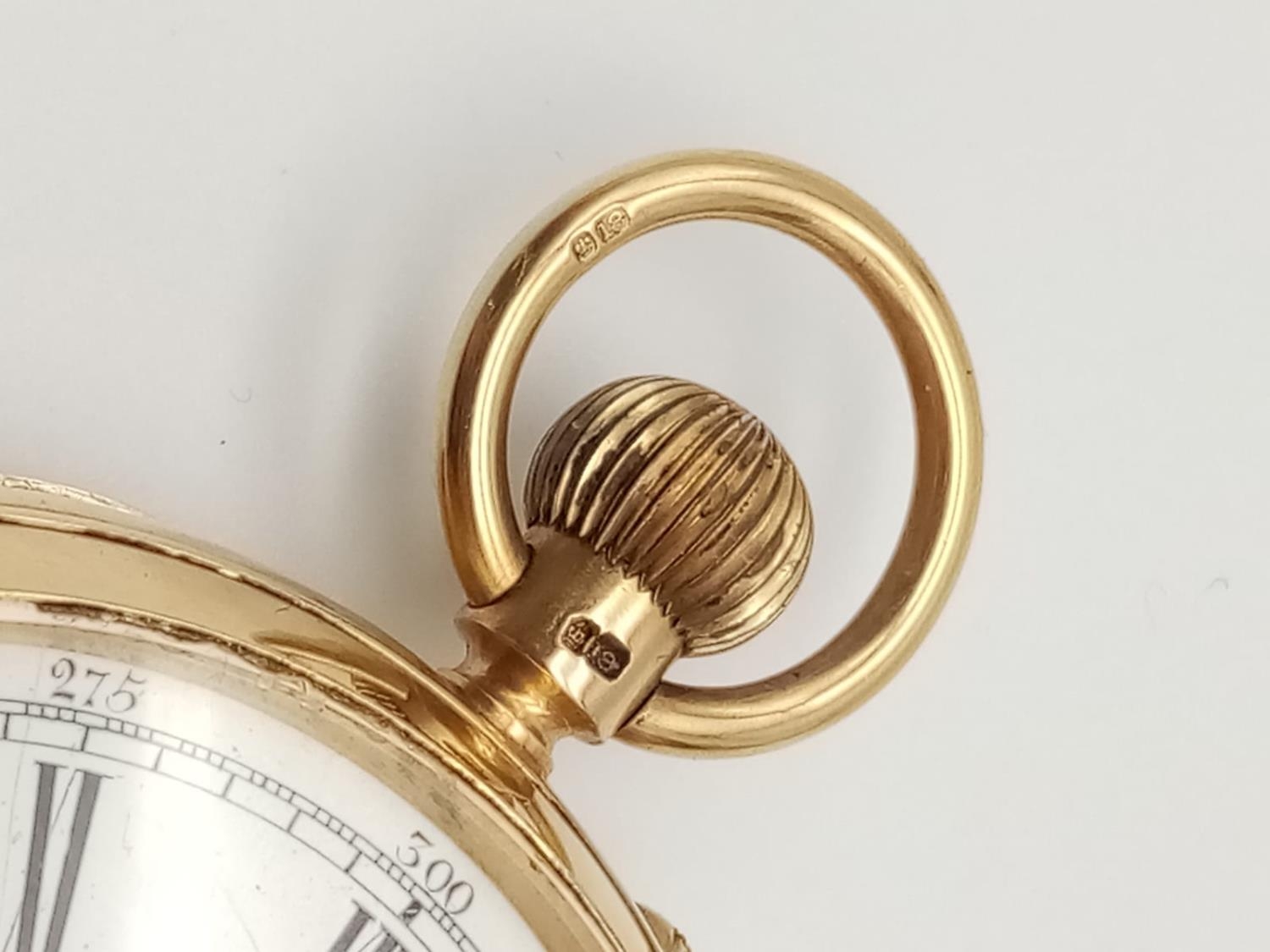 AN 18K GOLD POCKET WATCH WITH UNUSUAL HALL MARKING OF SHEFFIELD AND CHESTER 1953, IN VERY NICE - Image 9 of 12