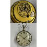 Antique rare silver fusee cylinder pocket watch with diamond end stone , signed Thomas green of
